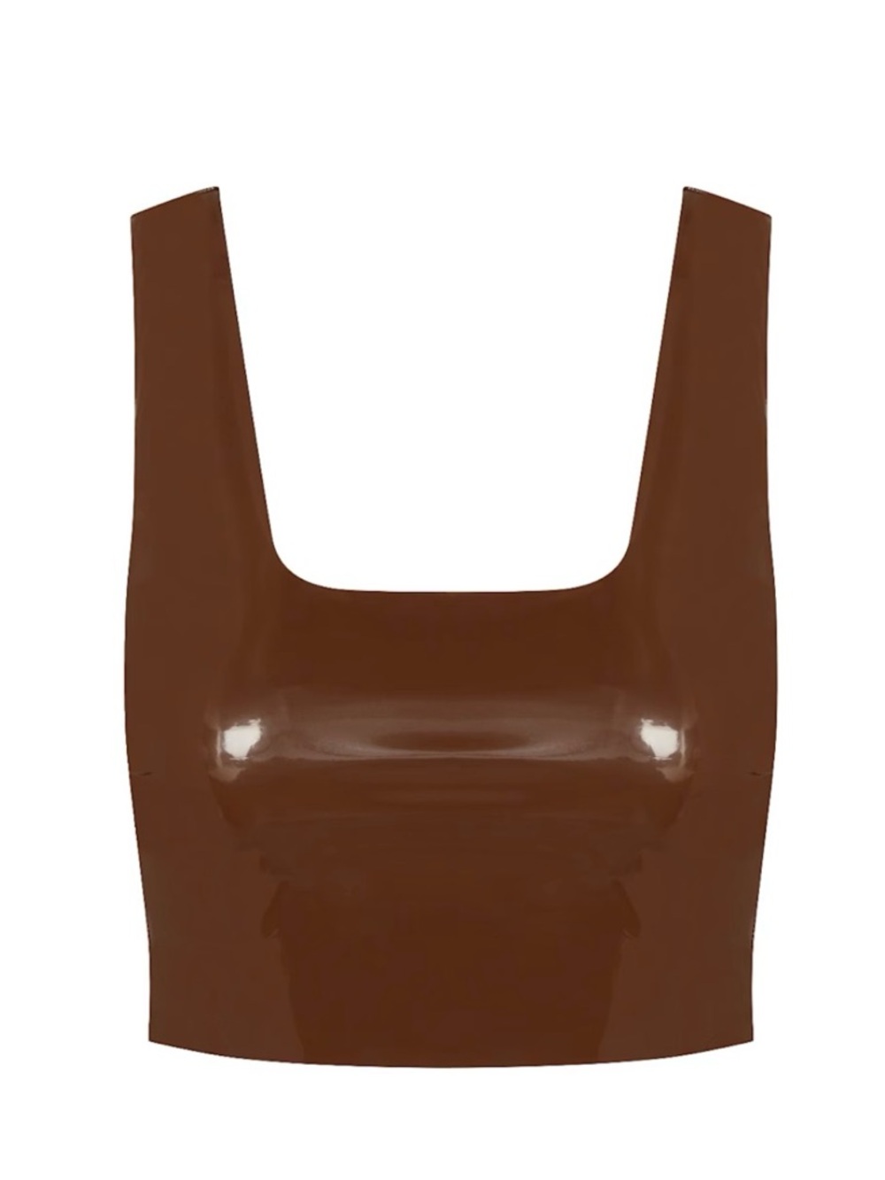Commando Faux Patent Leather Crop Top Brown Vinyl Tank NWT XS/S - Picture 3 of 7